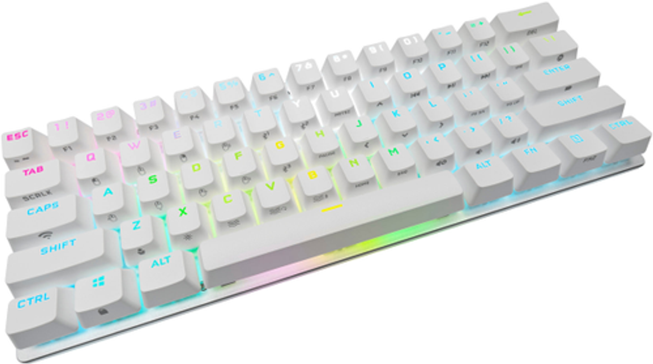CORSAIR - K70 Pro Mini Wireless 60% RGB Mechanical Cherry MX SPEED Linear Switch Gaming Keyboard with swappable MX switches - White