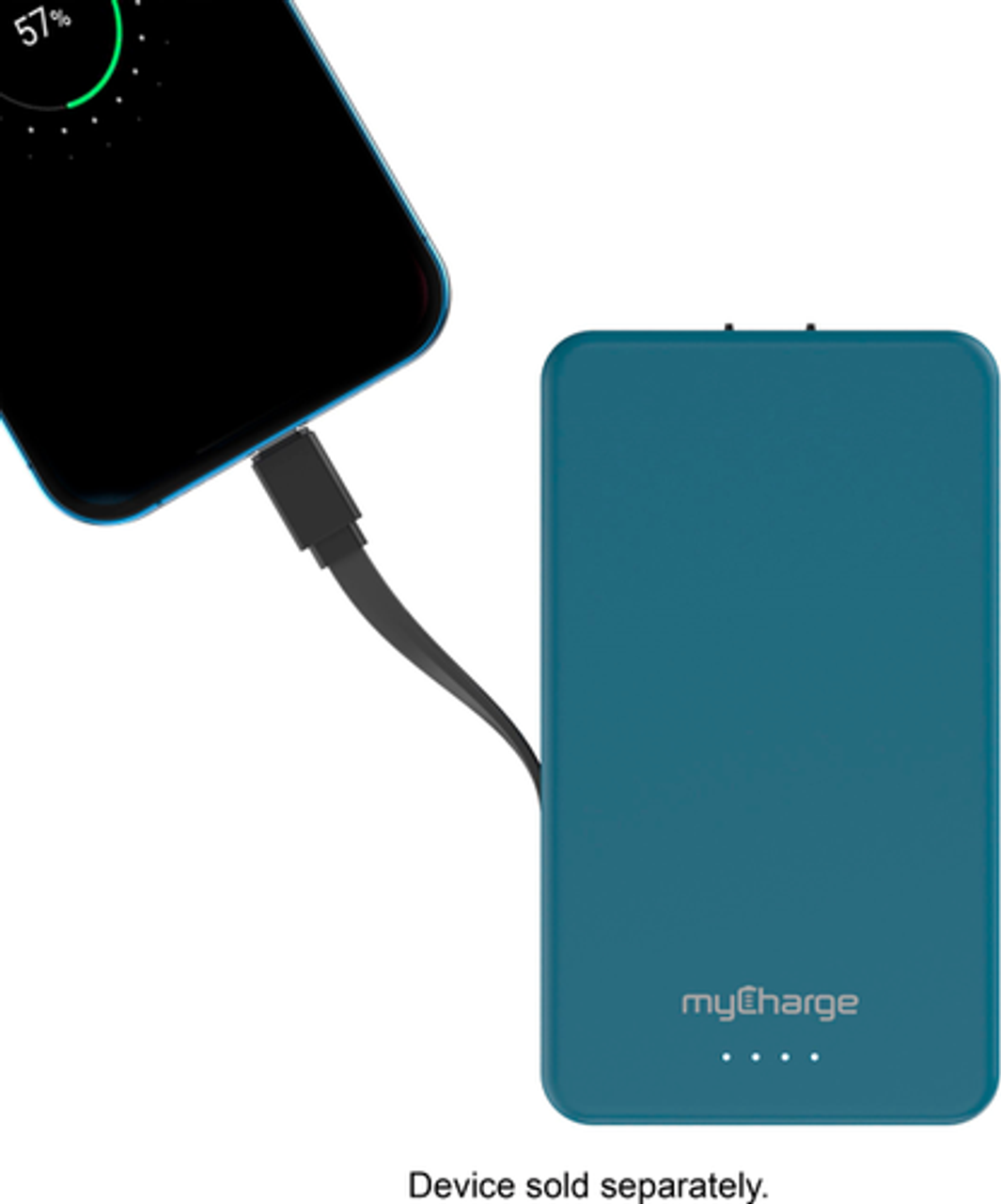 myCharge - AMP PRONG PLUS 10,000mAh Everything Built-In Portable Charge for Most USB Enables Devices - Blue