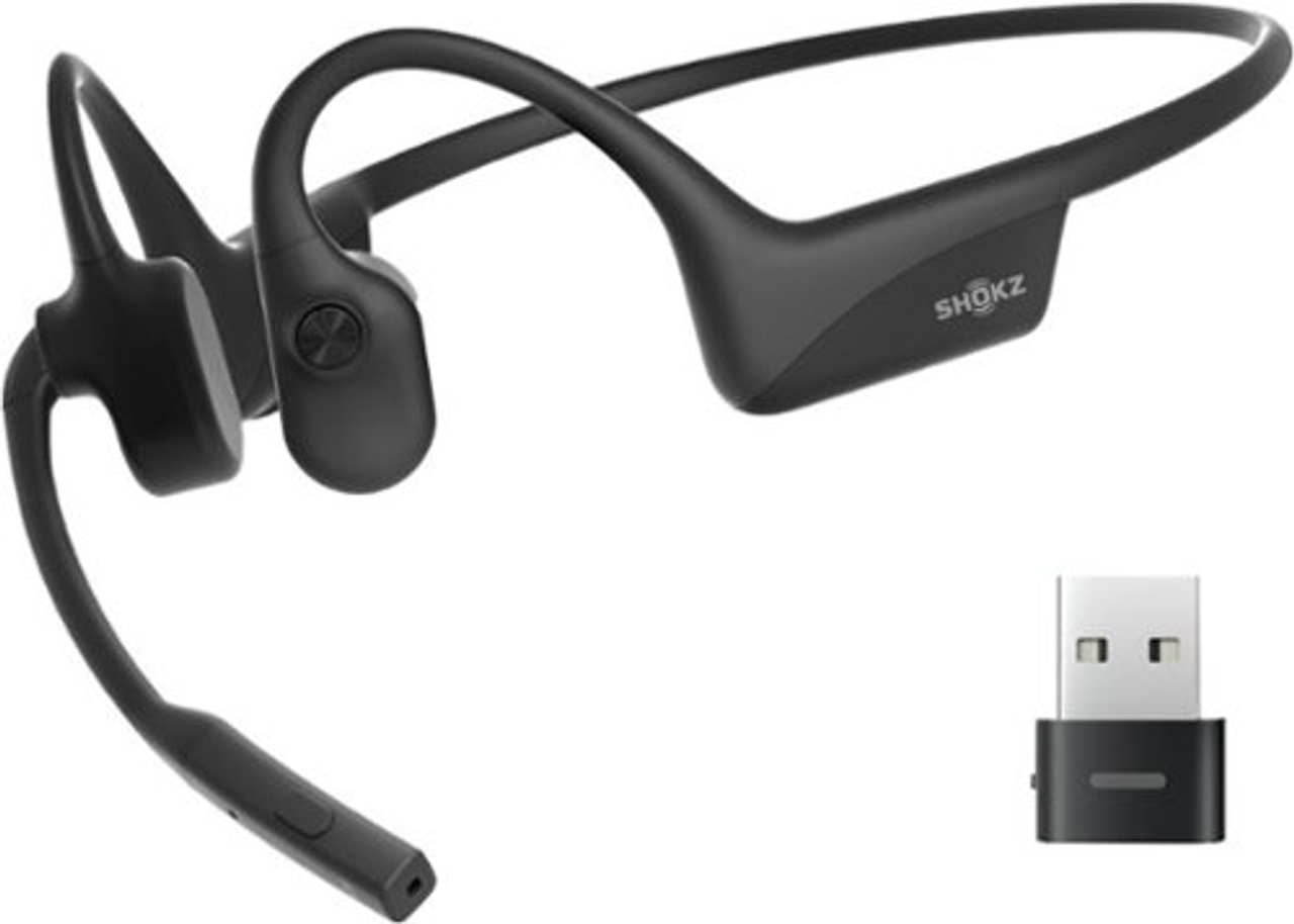 Shokz - OpenComm 2 UC Bone Conduction Bluetooth Headset With USB-A Wireless Adapter - Black