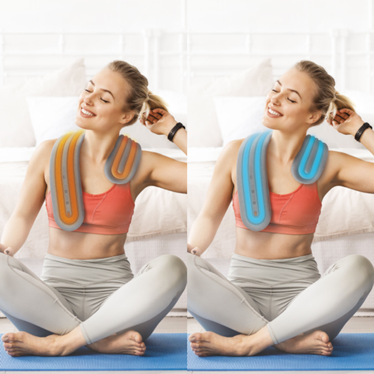Sharper Image - Hot + Cold Body Wrap, Dual Intensity Soft Fabric for Neck, Shoulders, Legs & Arms - Gray