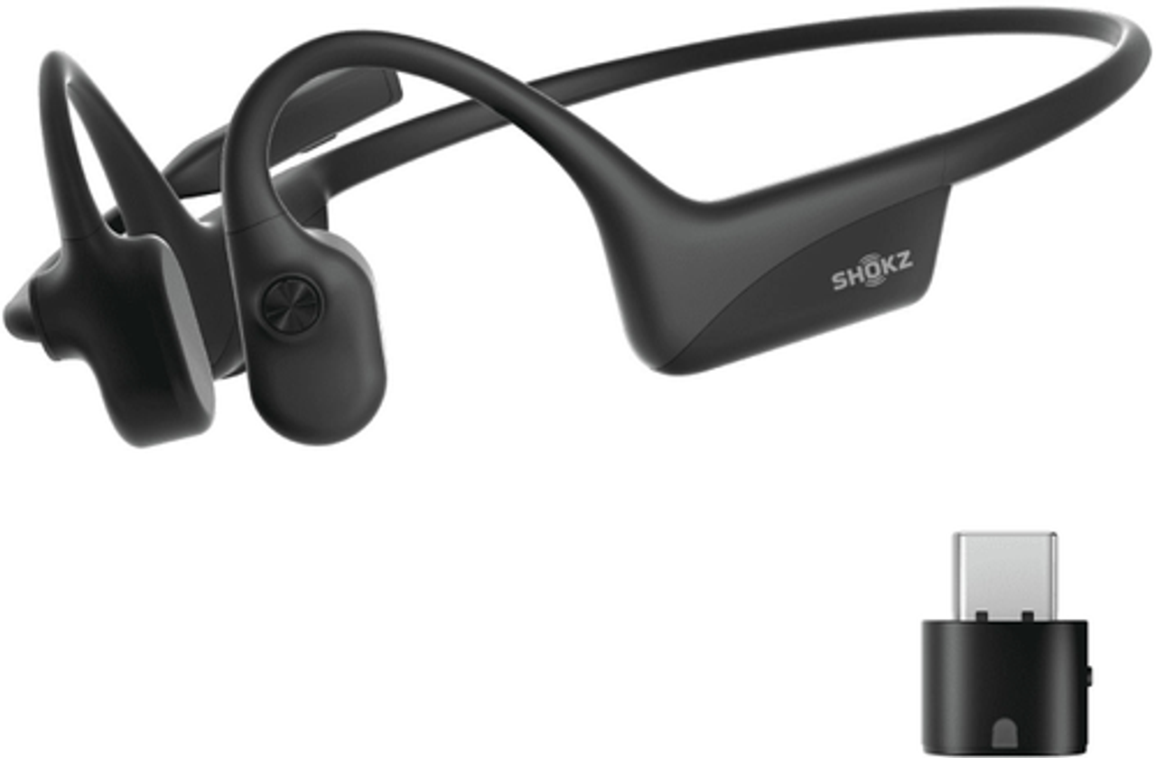 Shokz - OpenComm 2 UC Bone Conduction Bluetooth Headset With USB-C Wireless Adapter - Black