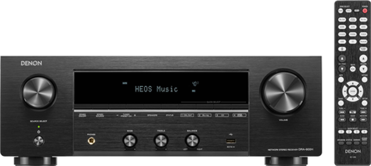 Denon - 100W 2.2-Ch. Bluetooth Capable with HEOS 8K Ultra HD Built-In HDR Compatible Stereo A/V Home Theater Receiver with Alexa - Black