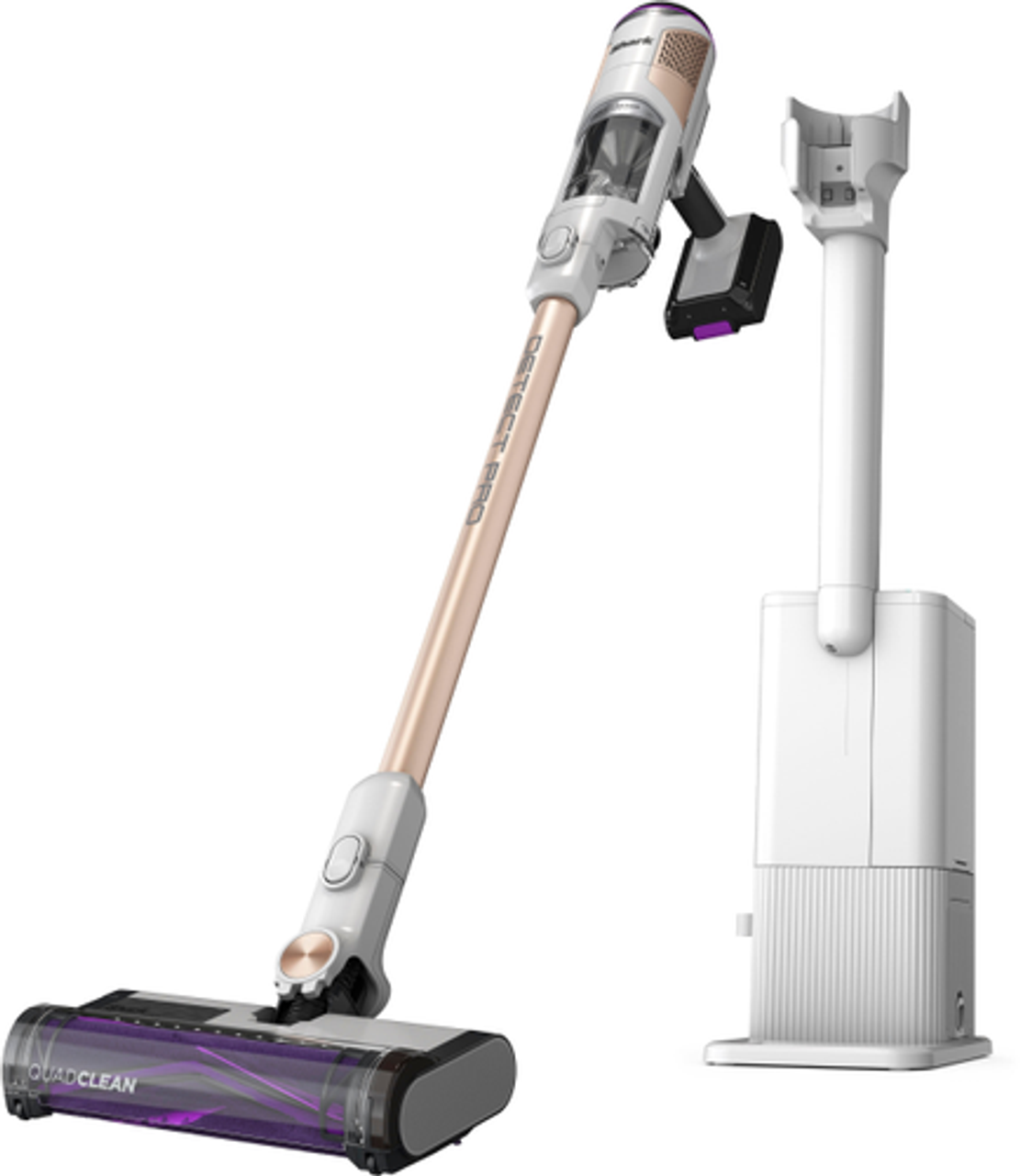 Shark - Detect Pro Auto-Empty System, Cordless Vacuum with QuadClean Multi-Surface Brushroll, HEPA Filter & 60-Minute Runtime - White/Beats Brass