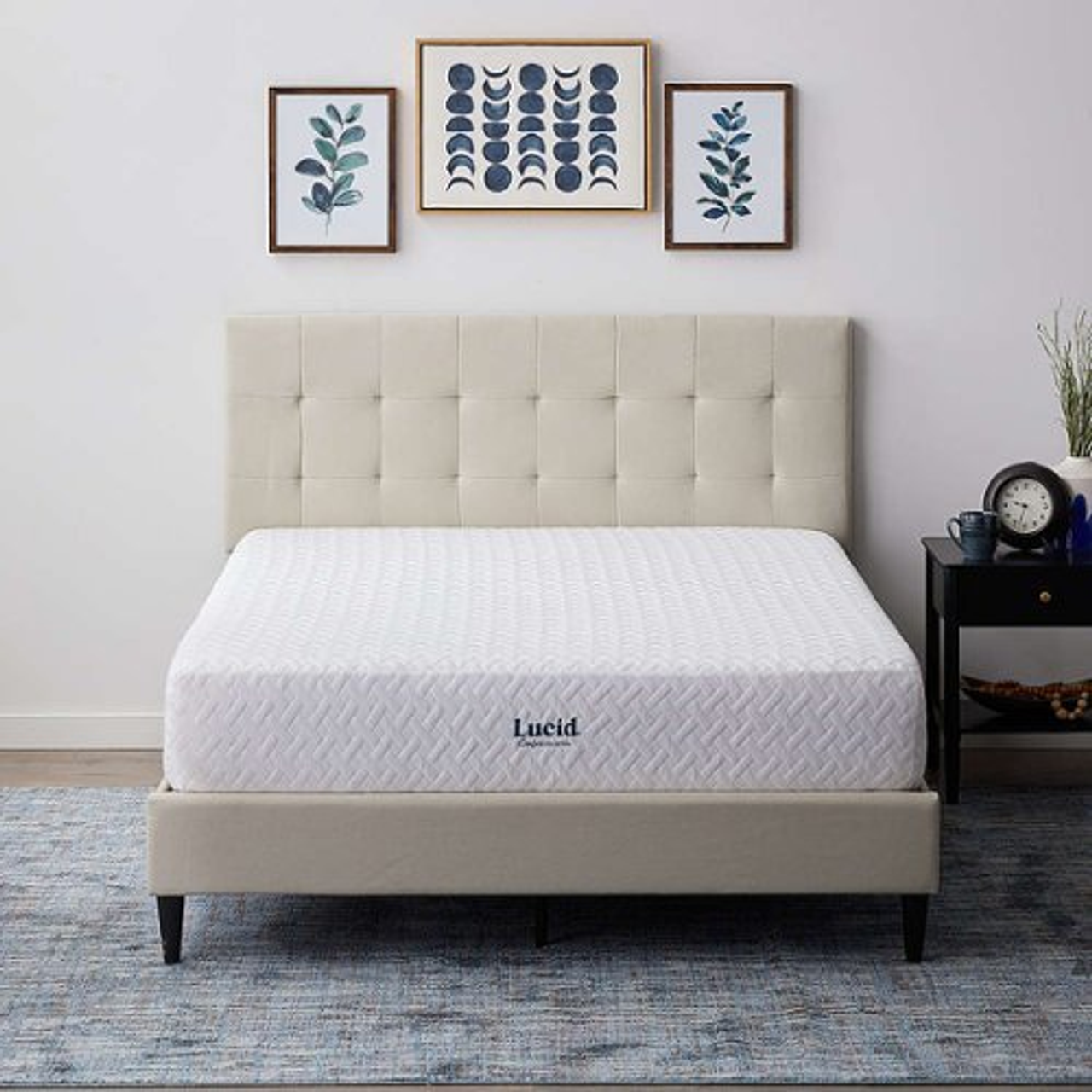 Lucid Comfort Collection - 10-inch Med Firm Gel Memory Foam Mattress-Queen - White