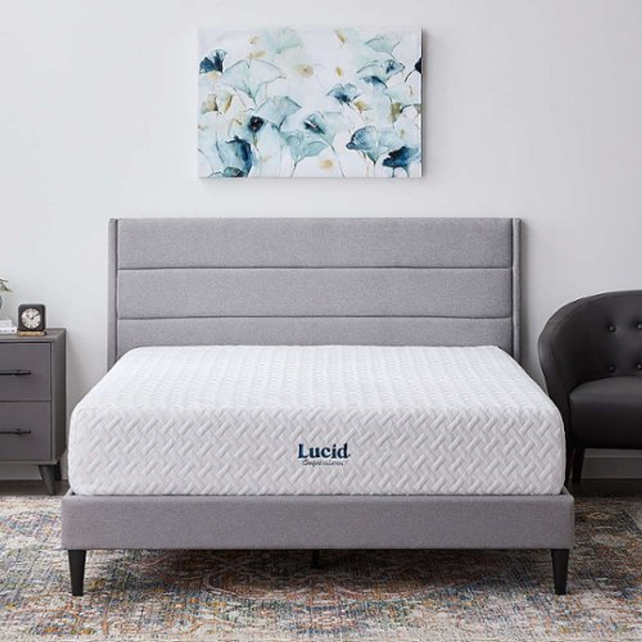 Lucid Comfort Collection - 12-inch Firm Gel Memory Foam Mattress - Queen - White