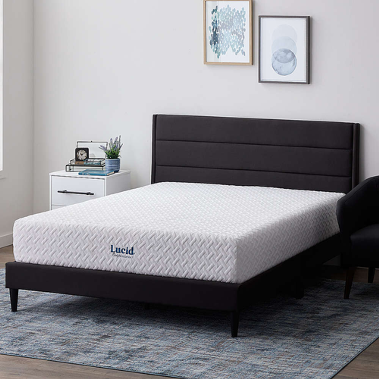 Lucid Comfort Collection - 12-inch Med-Plush Gel Memory Foam Mattress-Twin XL - White