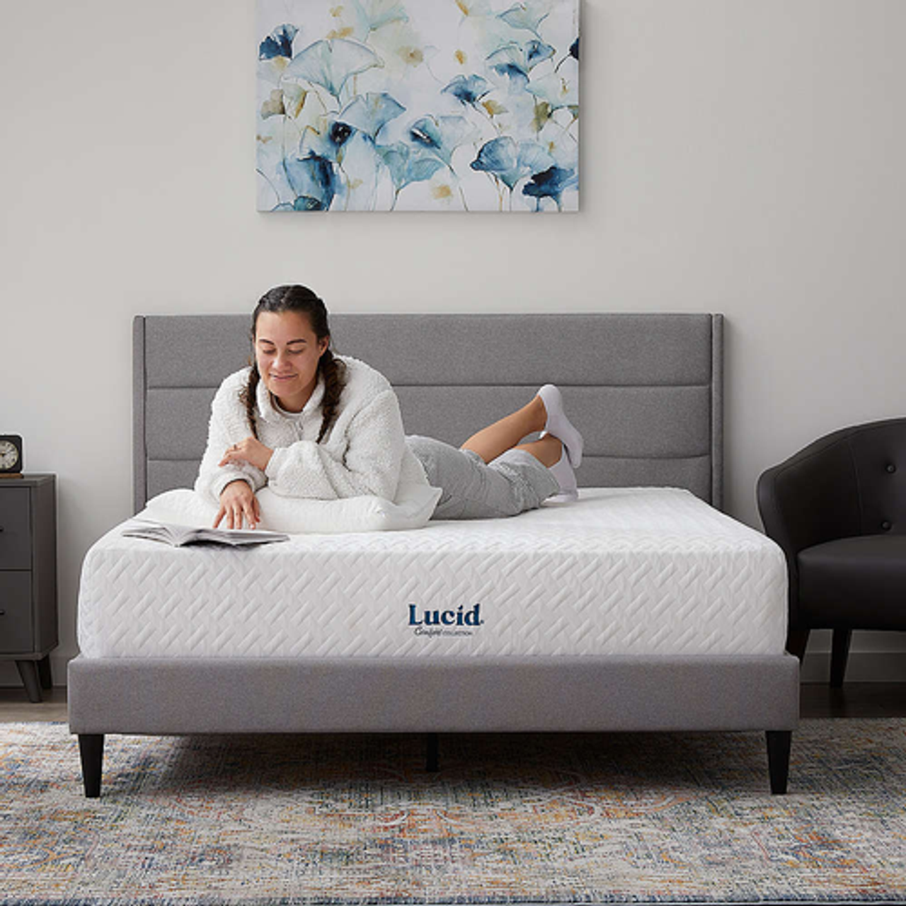 Lucid Comfort Collection - 12-inch Firm Gel Memory Foam Mattress - King - White