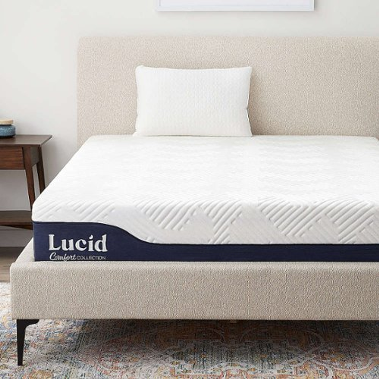 Lucid Comfort Collection - 10-inch Memory Foam Hybrid Mattress - Queen - White