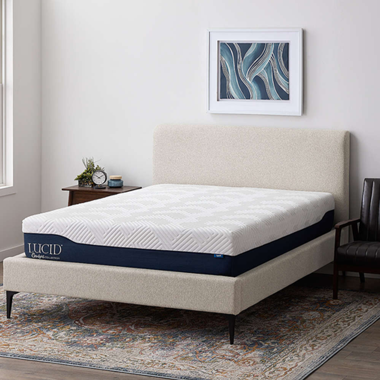 Lucid Comfort Collection - 10-inch Memory Foam Hybrid Mattress - Queen - White