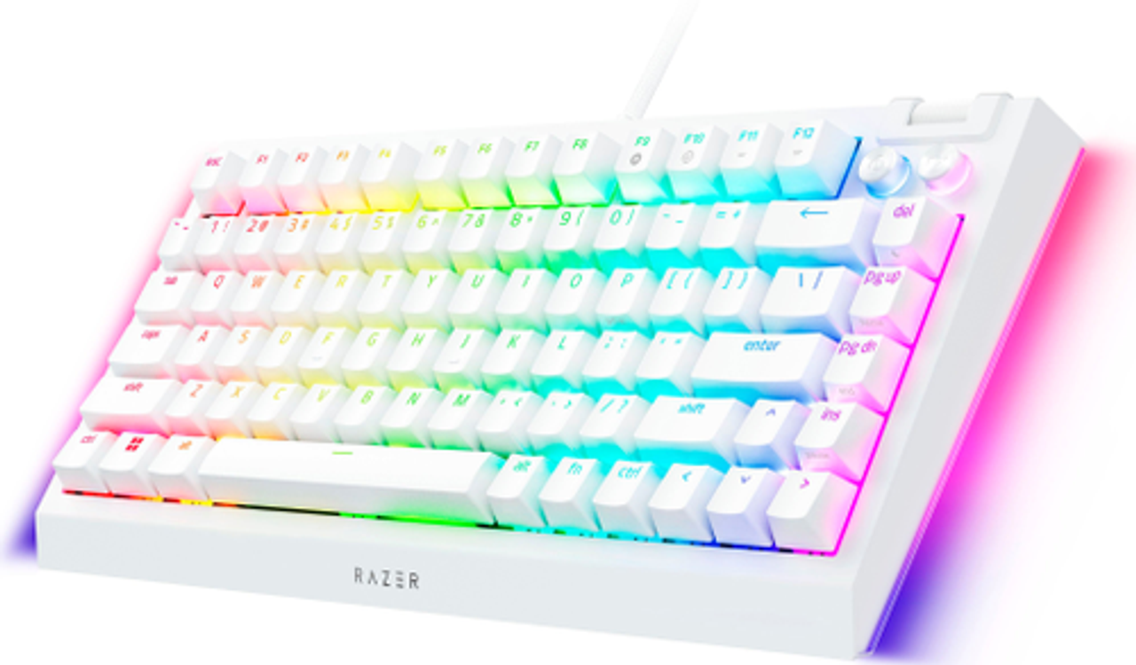 Razer BlackWidow V4 75% Wired Orange Switches Gaming Keyboard with Hot-Swappable Design - White