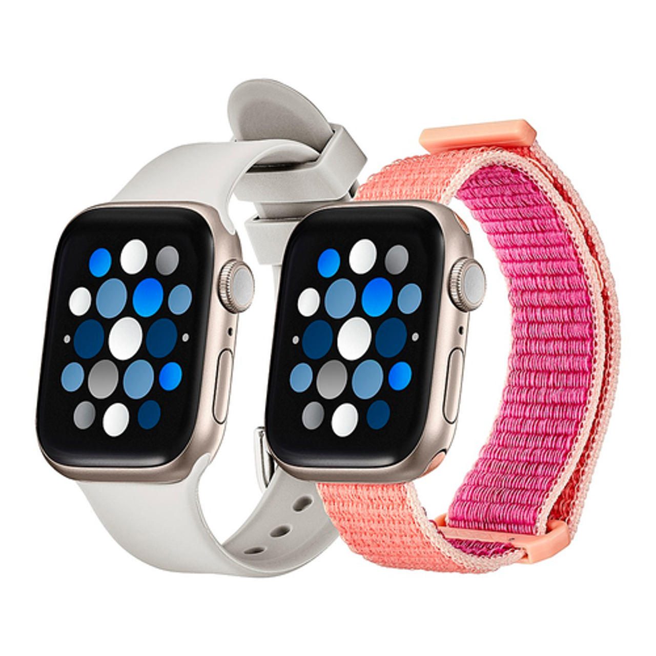 Insignia™ - Silicone and Nylon Bands for Apple Watch 38mm, 40mm and 41mm (2-Pack) - Stone/Hot Pink