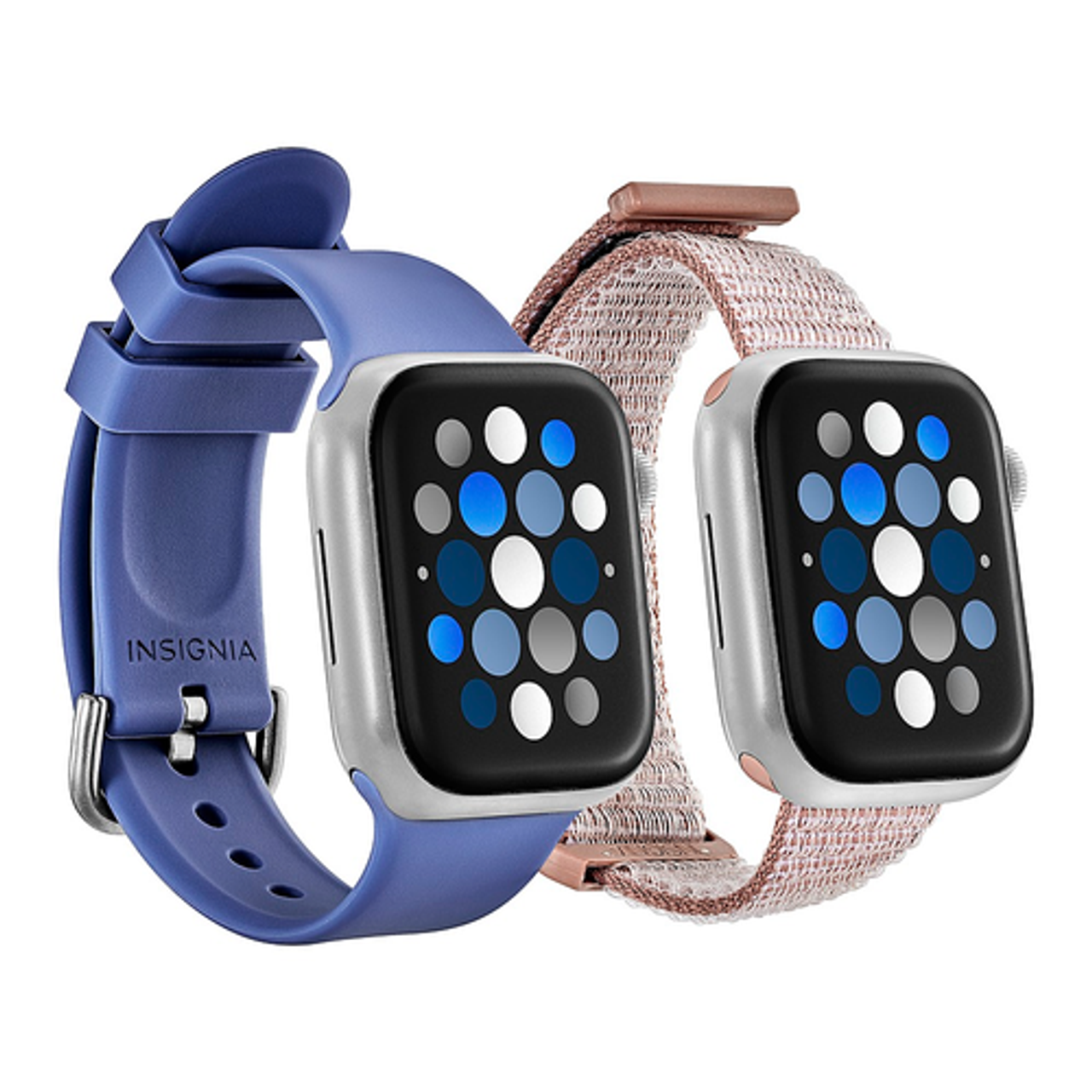 Insignia™ - Silicone and Nylon Bands for Apple Watch 38mm, 40mm and 41mm (2-Pack) - Indigo/Mauve