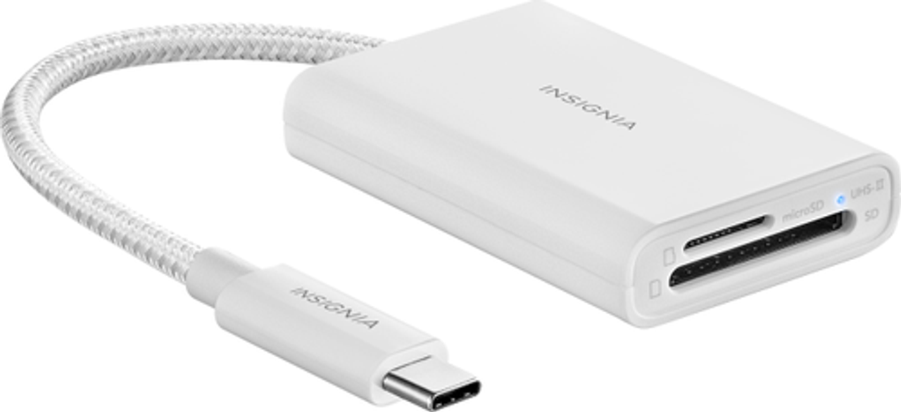 Insignia™ USB-C-to-SD/microSD Dual-Slot Card Reader - White