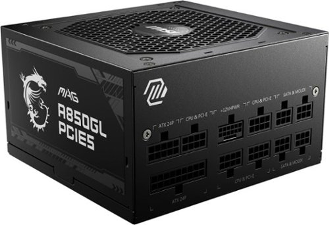 MSI - A850GL PCIE 5 - Full Modular – 80 Plus Gold 850W-ATX 3.0 Gaming Power Supply - Black - Black