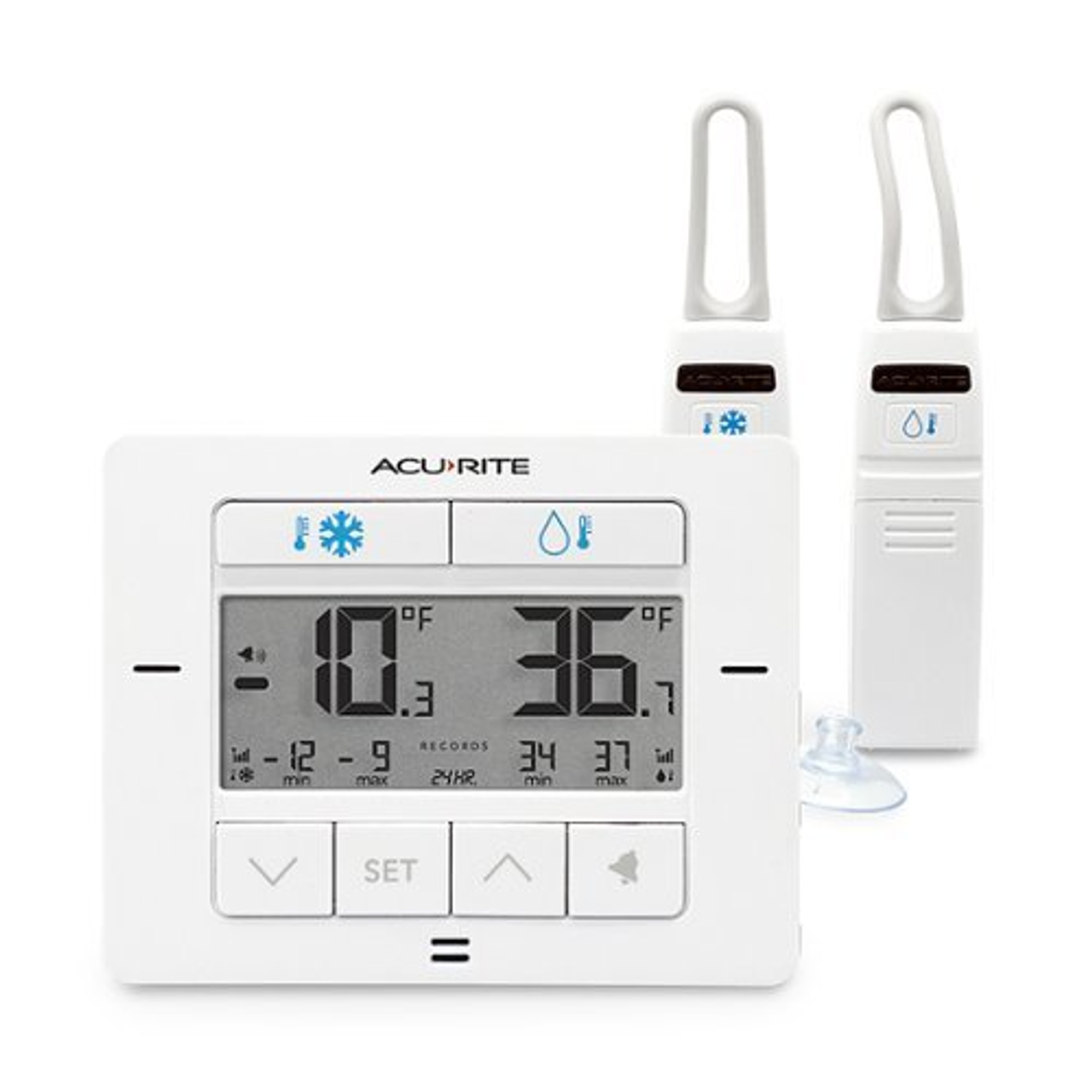 AcuRite - Matte White Digital Fridge and Freezer Thermometer with Wireless Sensors - White