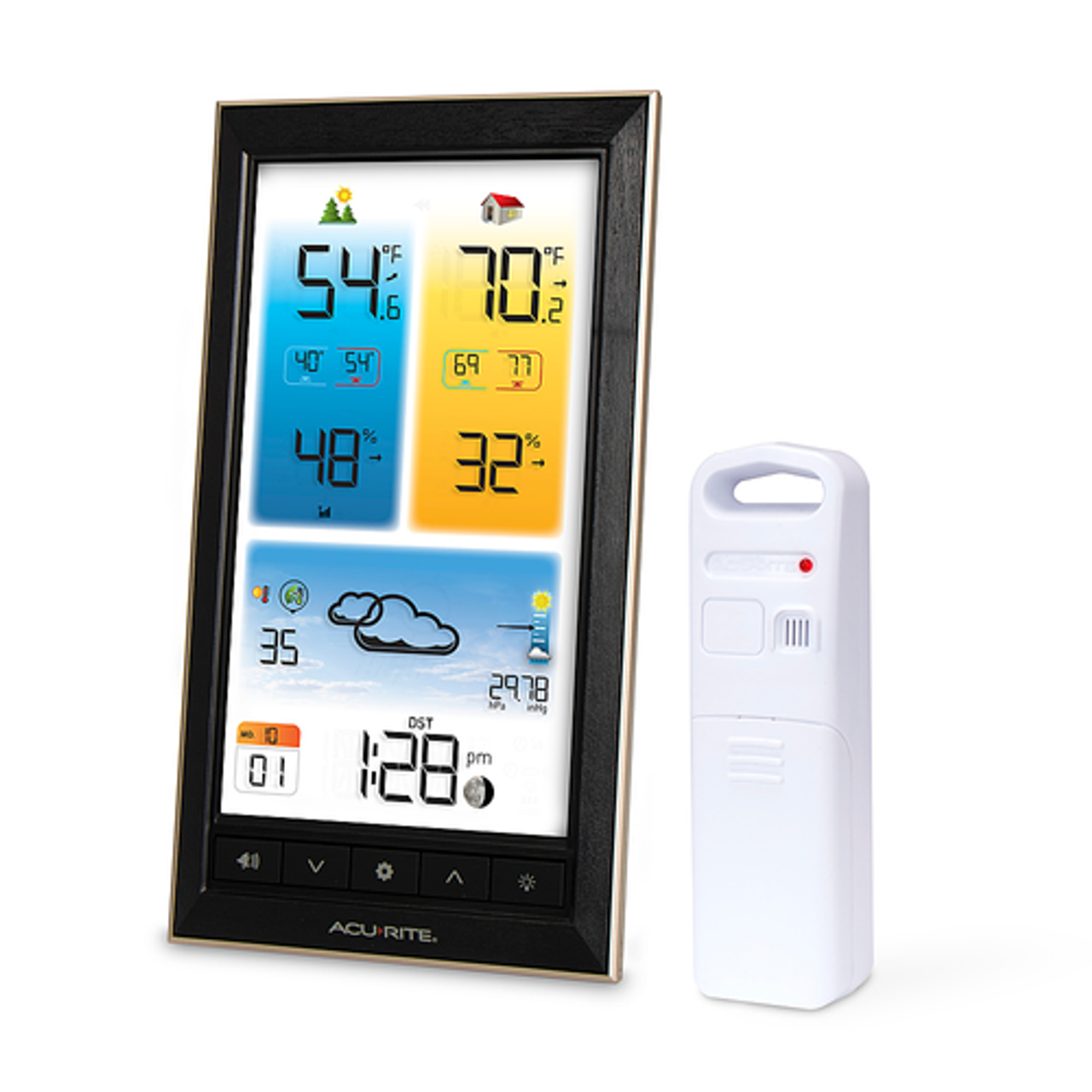 AcuRite Home Weather Station with Color Display, Wireless Outdoor Thermometer for Indoor/Outdoor Temperature & Humidity - Black
