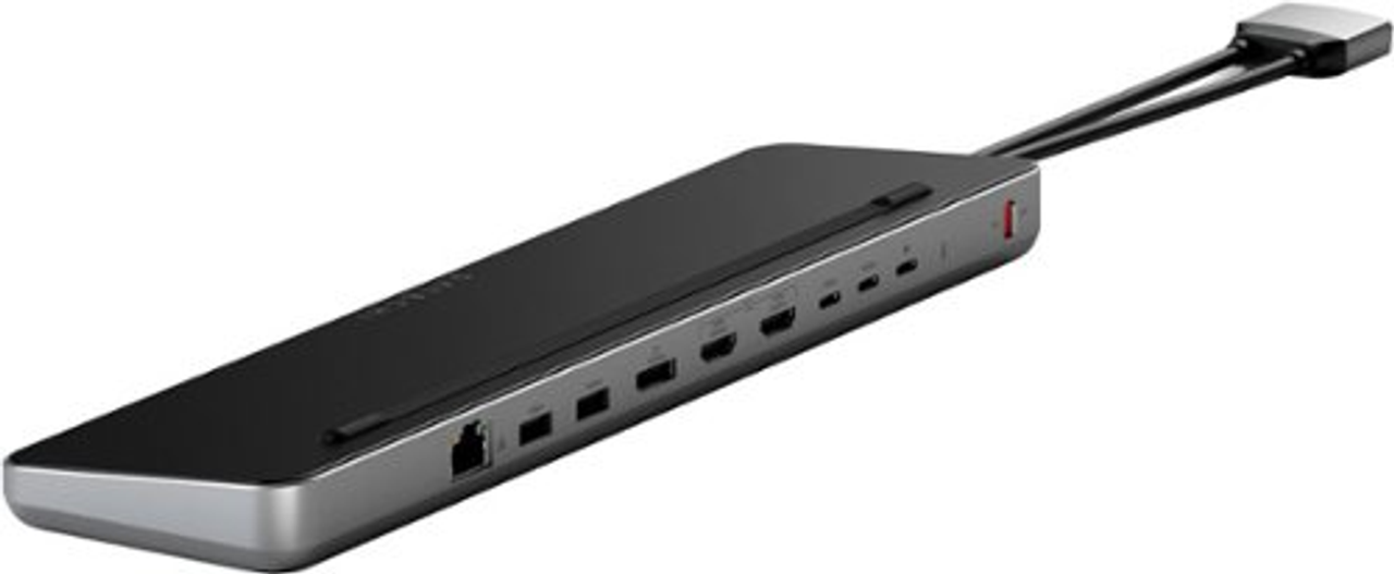 Satechi - Dual Dock with NVMe SSD enclosure – USB-C PD (75W), 2 USB-C data, 2 HDMI 2.0, 1 DisplayPort 1.4, 2 USB-A, Ethernet - Space Gray