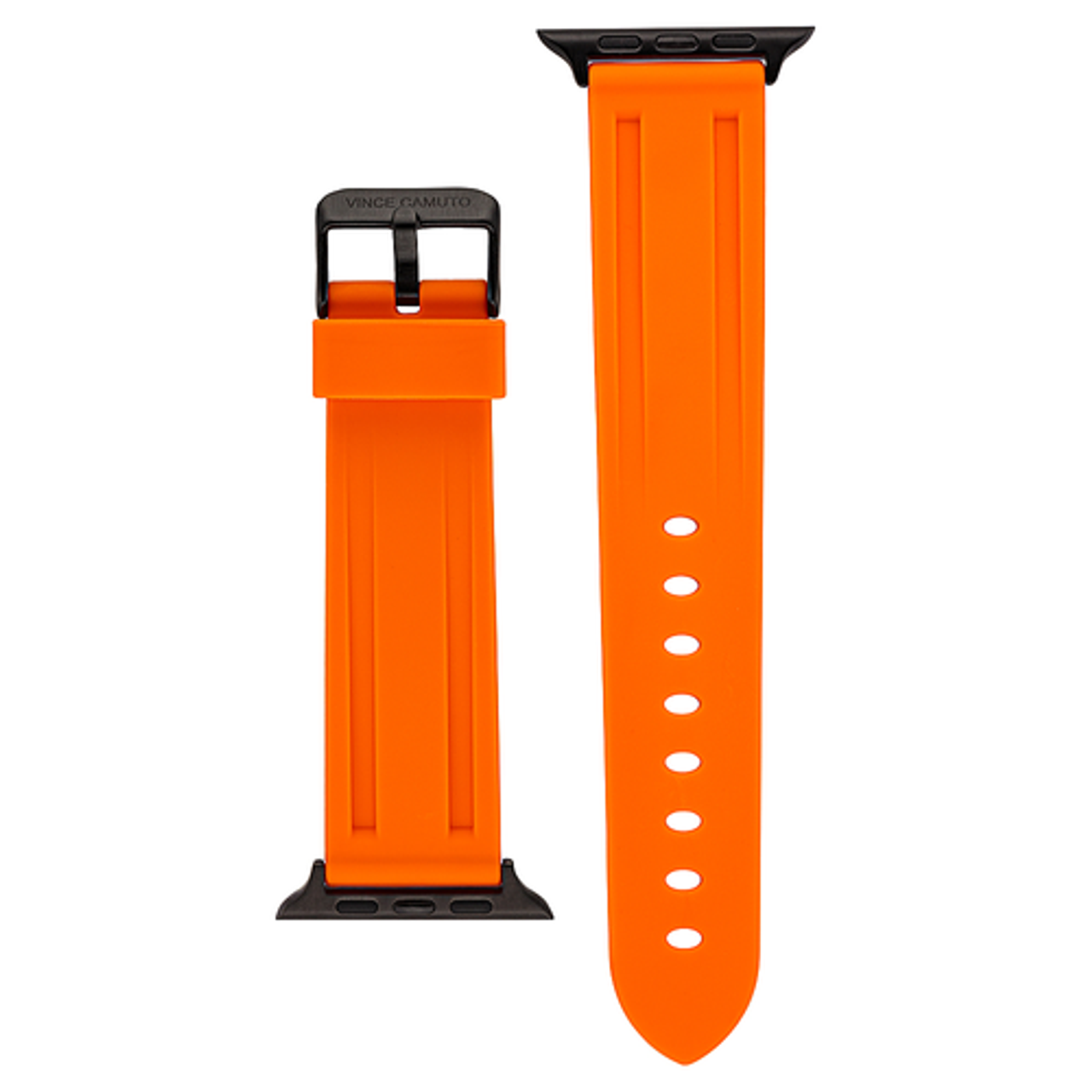 WITHit - Vince Camuto Men's Silicone Band with Black Stainless Steel Buckle for Apple Watch 42/44/45/Ultra (49mm) - Orange