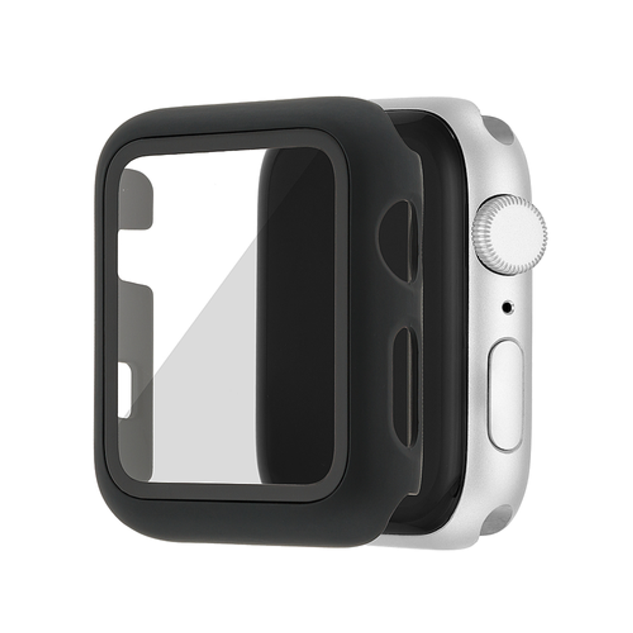 WITHit - Protective Glass Cover with Integrated Black Bumper for 45mm Apple Watch (45mm) - Clear