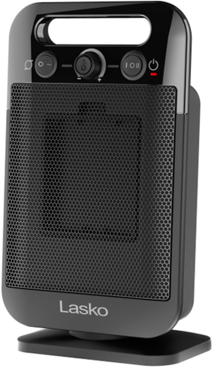 Lasko - 1500-Watt Oscillating Personal Tabletop Ceramic Space Heater with Adjustable Thermostat - Black