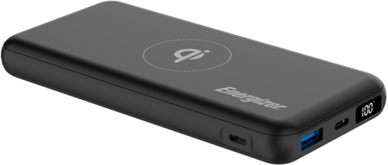 Energizer - Ultimate Lithium 10,000 mAh 20W USB-C PD & 15W Qi Wireless Universal Portable Battery Charger Power Bank w/ LCD Display - Black