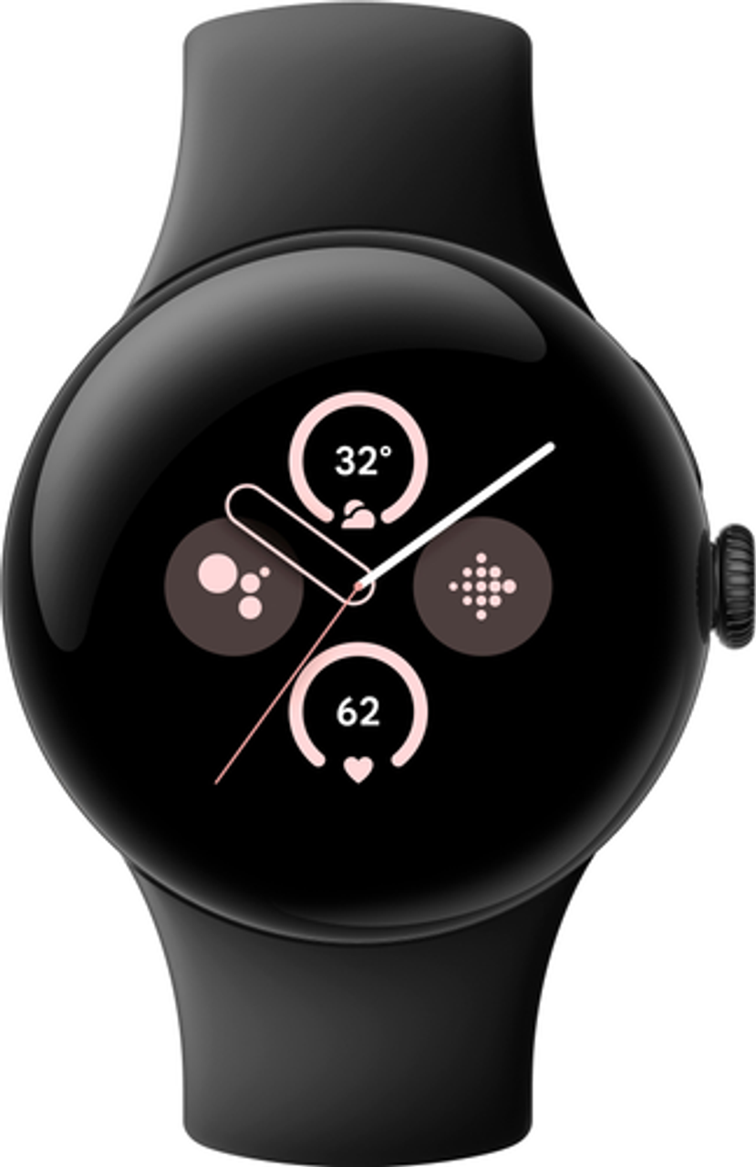 Google - Pixel Watch 2 Matte Black Smartwatch with Obsidian Active Band Wi-Fi - Obsidian