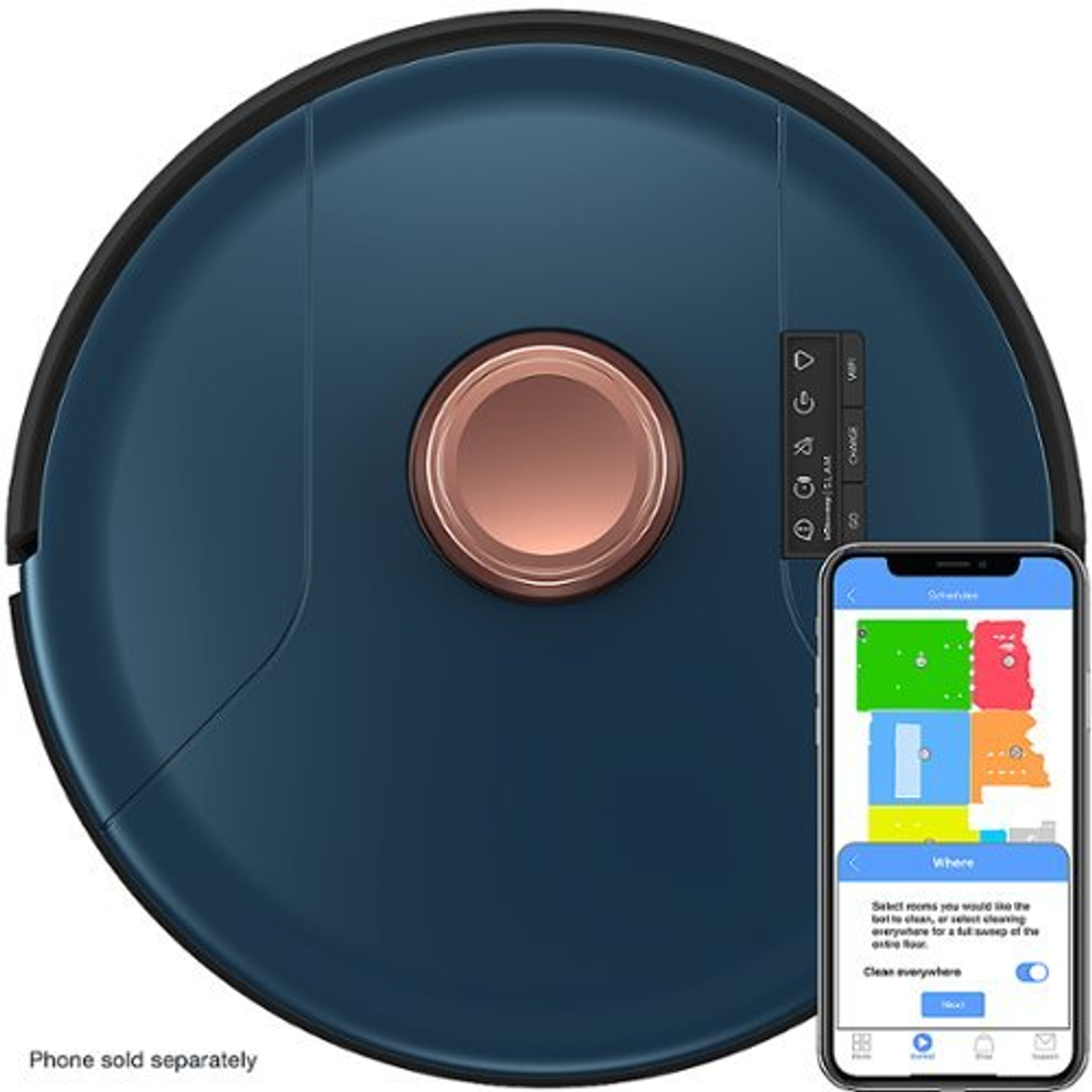 bObsweep - Phoenix, PetHair SLAM Robot Vacuum in Midnight - Midnight