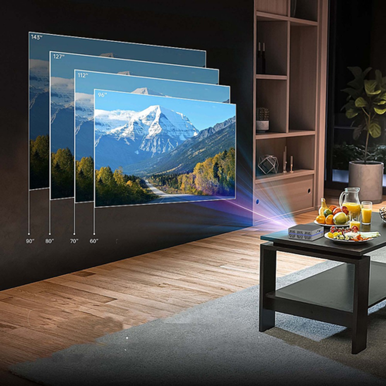 AAXA - SLC450 Short Throw Mini Projector, Native 1080P, Wireless Mirroring, Built-in Streaming Apps, Digital Keystone - Space Gray