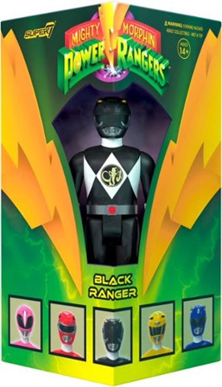 Super7 - ReAction 3.75 in Plastic Mighty Morphin Power Rangers SDCC 2023 - Black Ranger - Multicolor
