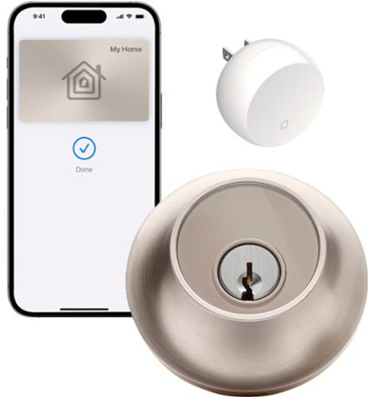 Level - Lock+ Connect with Keypad Includes Wi-Fi Bridge for Remote Control from Anywhere - works w/ Apple HomeKit, Alexa, Google - Satin Nickel