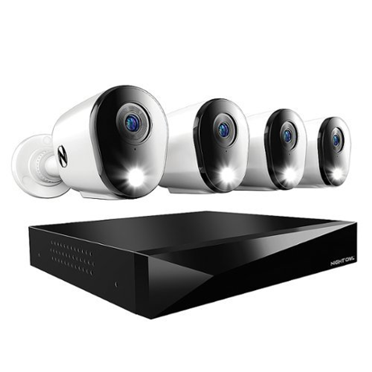 Night Owl - 2-Way Audio 12 Channel DVR Security System with 2TB Hard Drive and 4 Wired 2K Deterrence Cameras - White