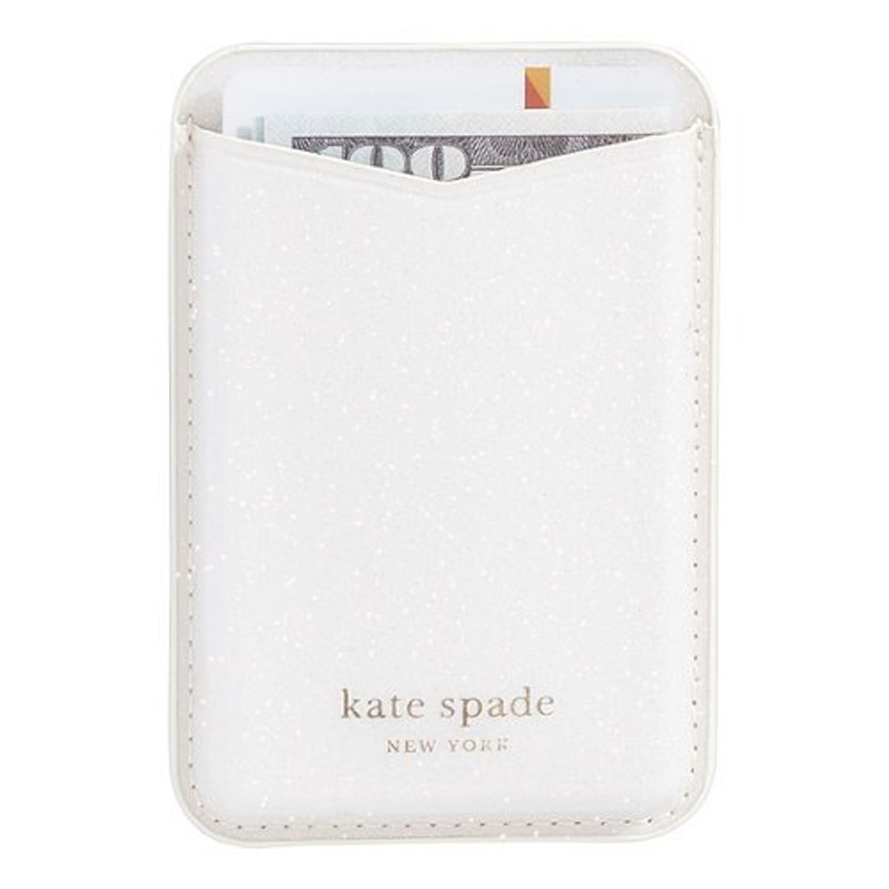 kate spade new york - Magnetic Card Holder with MagSafe for Select Apple iPhones - White Glitter