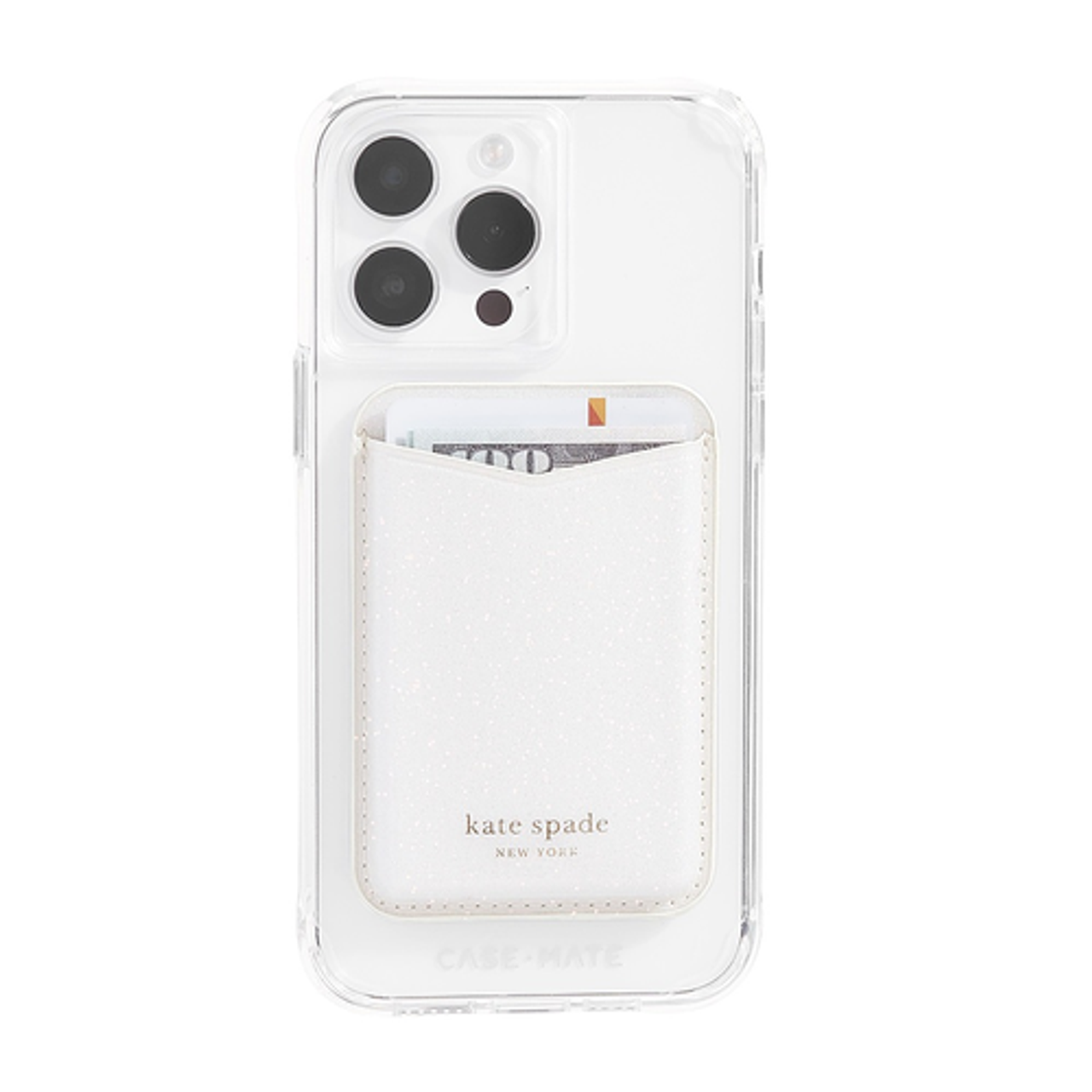 kate spade new york - Magnetic Card Holder with MagSafe for Select Apple iPhones - White Glitter