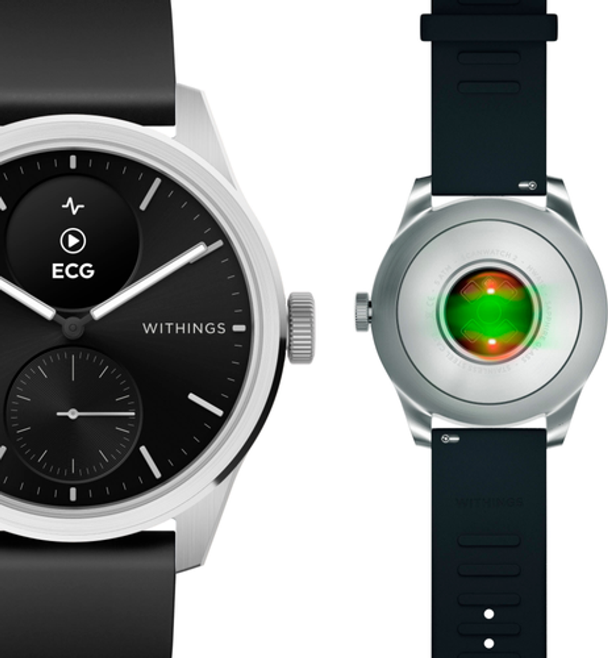 Withings - ScanWatch 2 - Heart Health Hybrid Smartwatch - 42mm - Black/Silver