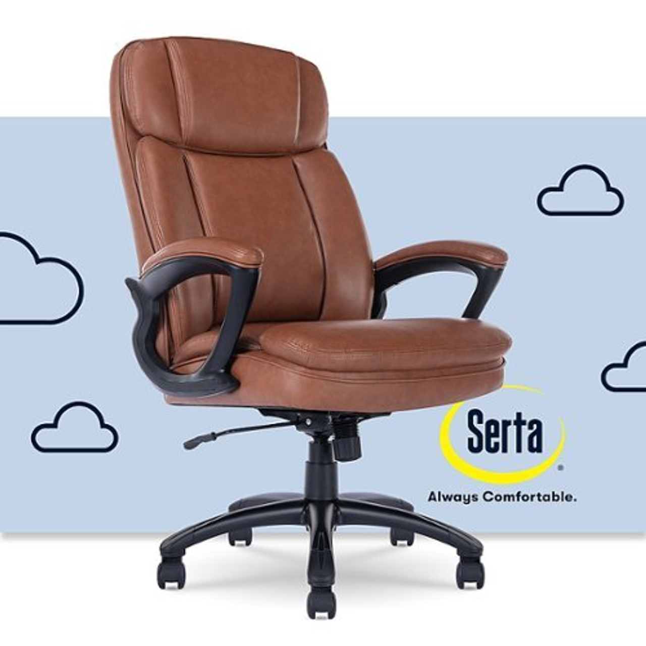 Serta - Fairbanks Bonded Leather Big and Tall Executive Office Chair - Cognac