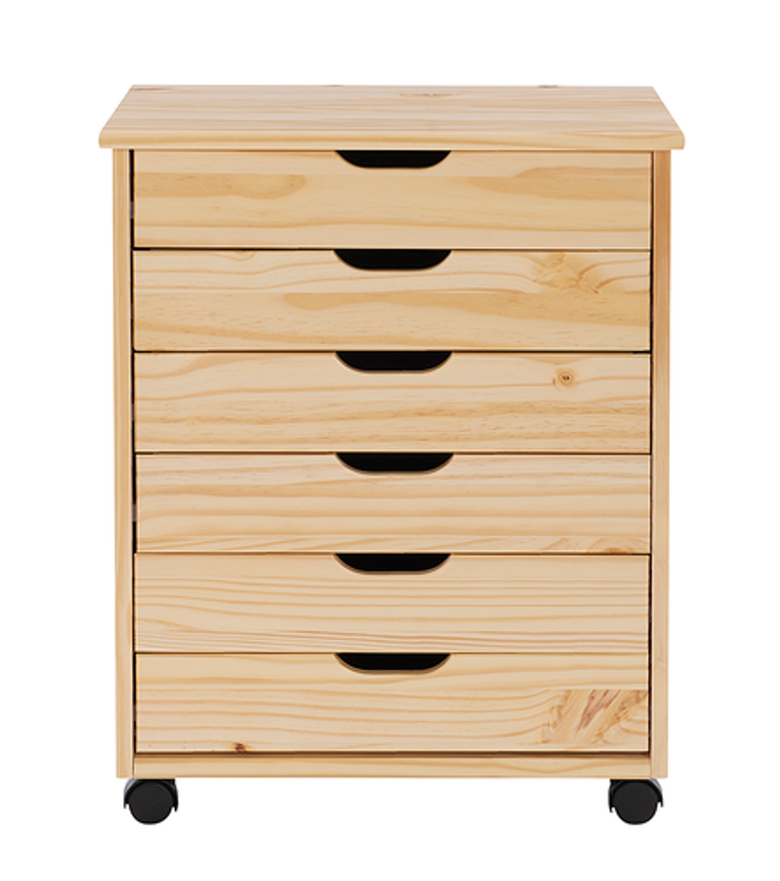 Linon Home Décor - Monte Wide Six-Drawer Rolling Storage Cart - Natural