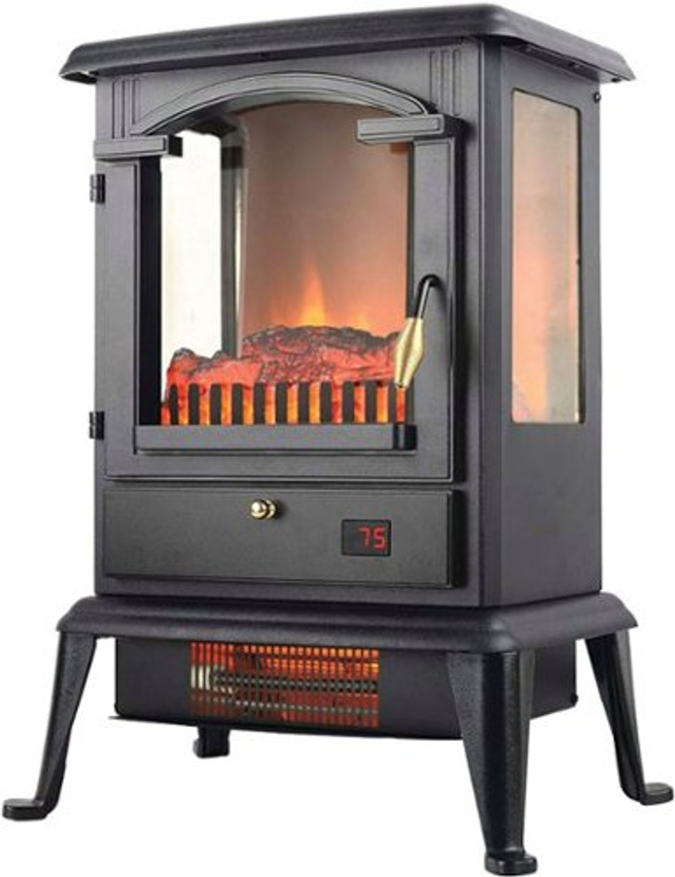 Lifesmart - 3 Sided Flame View Infrared Heater Stove - Black