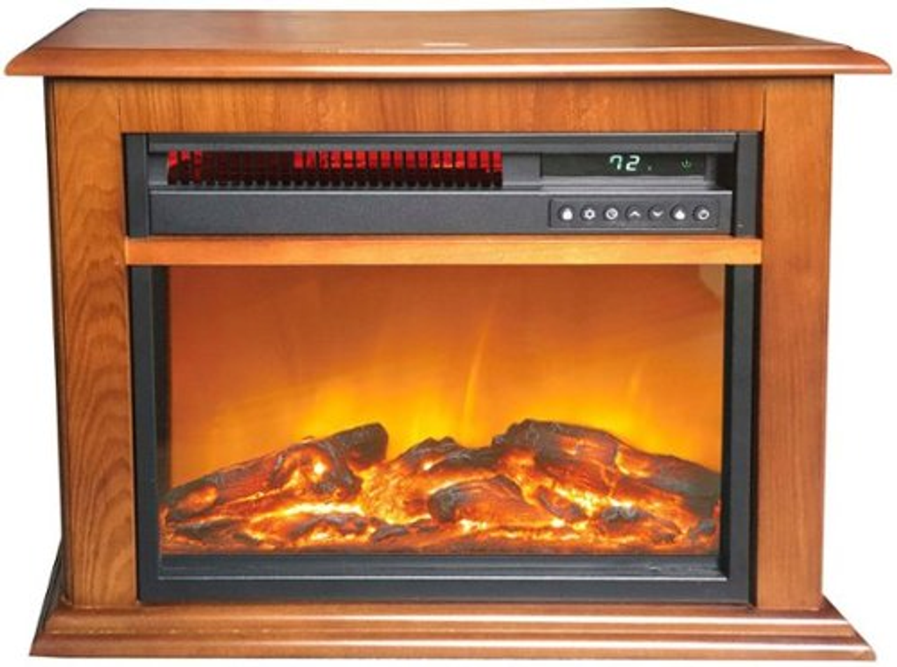 Lifesmart - 3-Element Infrared Fireplace in Oak Mantel - Black