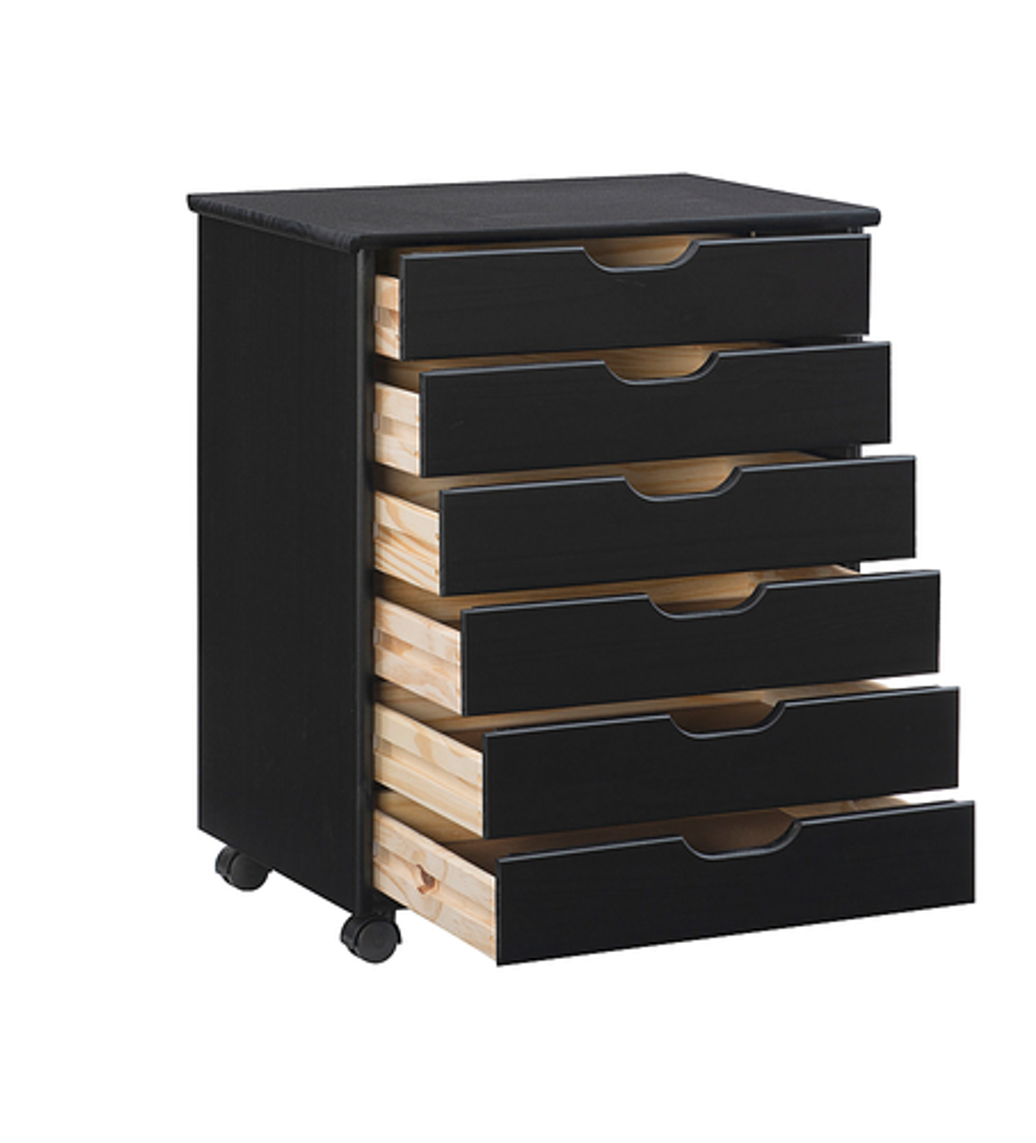 Linon Home Décor - Monte Wide Six-Drawer Rolling Storage Cart - Black