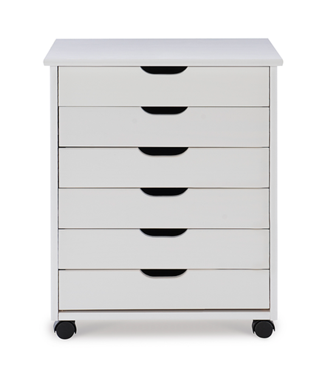 Linon Home Décor - Monte Wide Six-Drawer Rolling Storage Cart - Whitewash