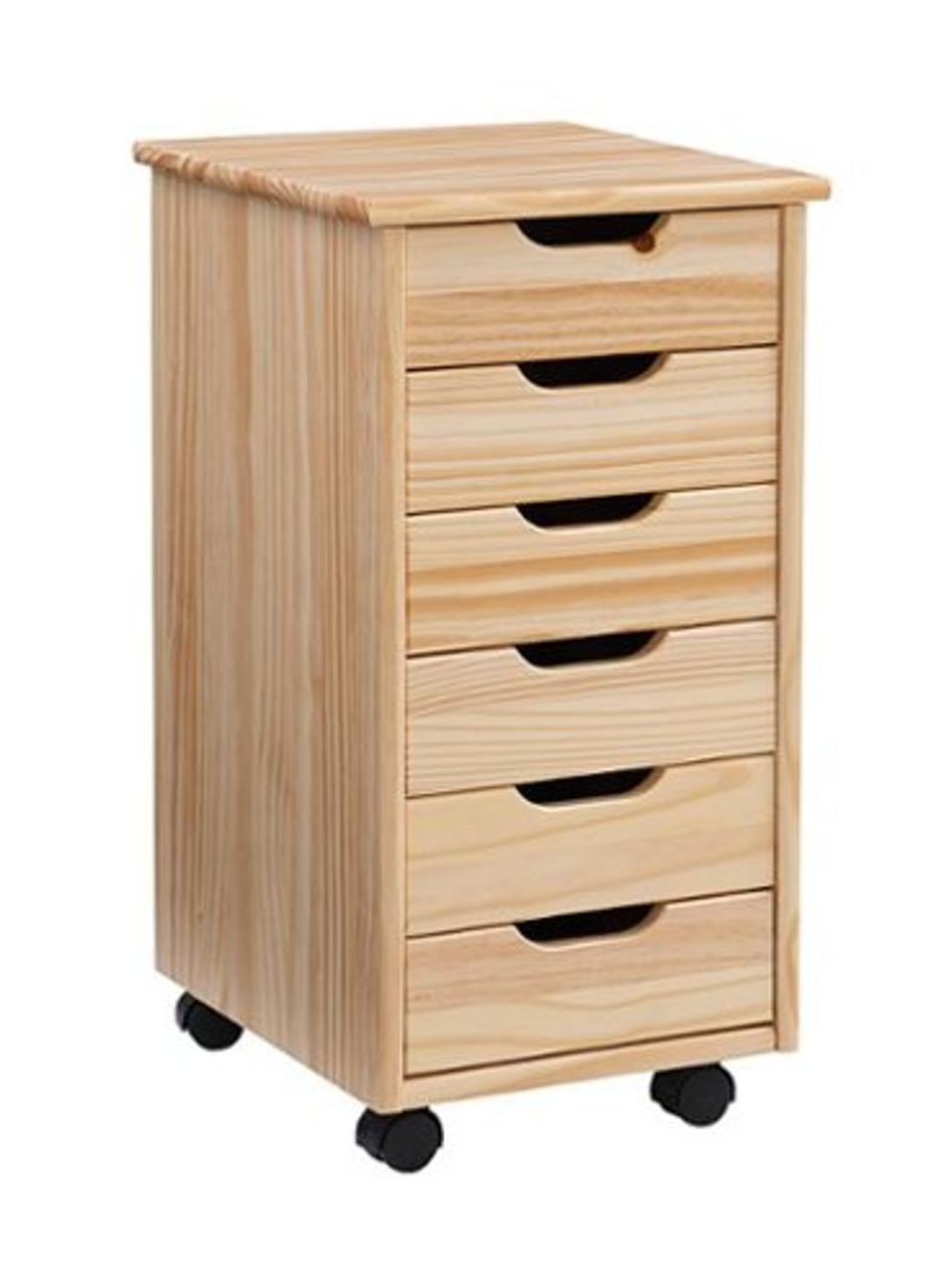 Linon Home Décor - Monte Six-Drawer Rolling Storage Cart - Natural