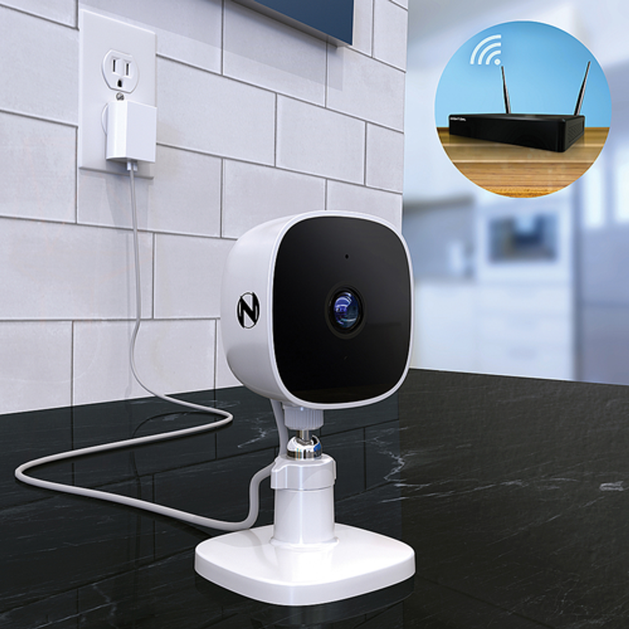 Night Owl - Indoor Wi-Fi IP Plug In 1080p Deterrence Camera with 2-Way Audio - White