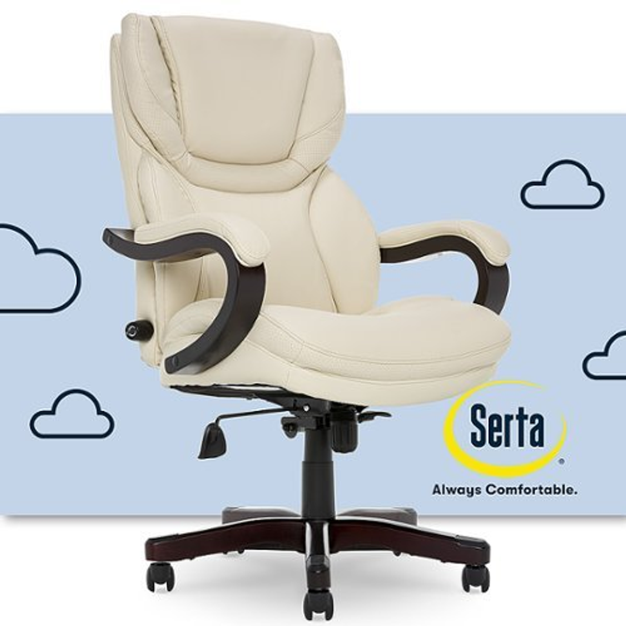 Serta - Big and Tall Bonded Leather Executive Chair - Ivory