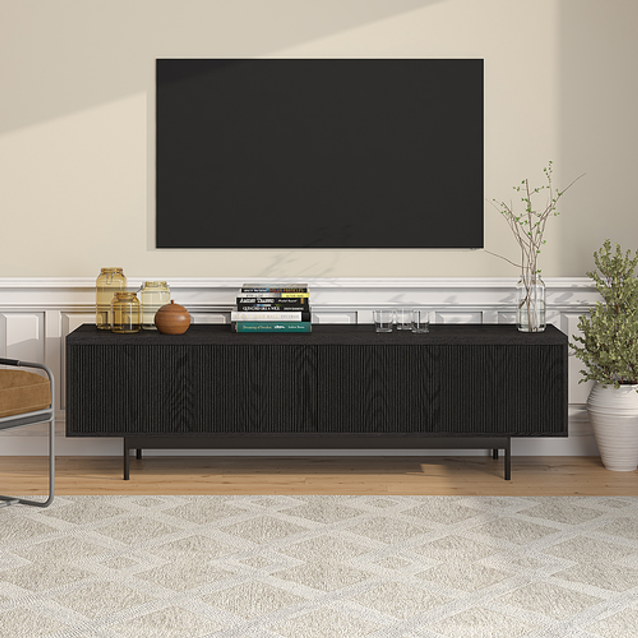 Camden&Wells - Whitman TV Stand Fits Most TVs up to 75 inches - Black Grain