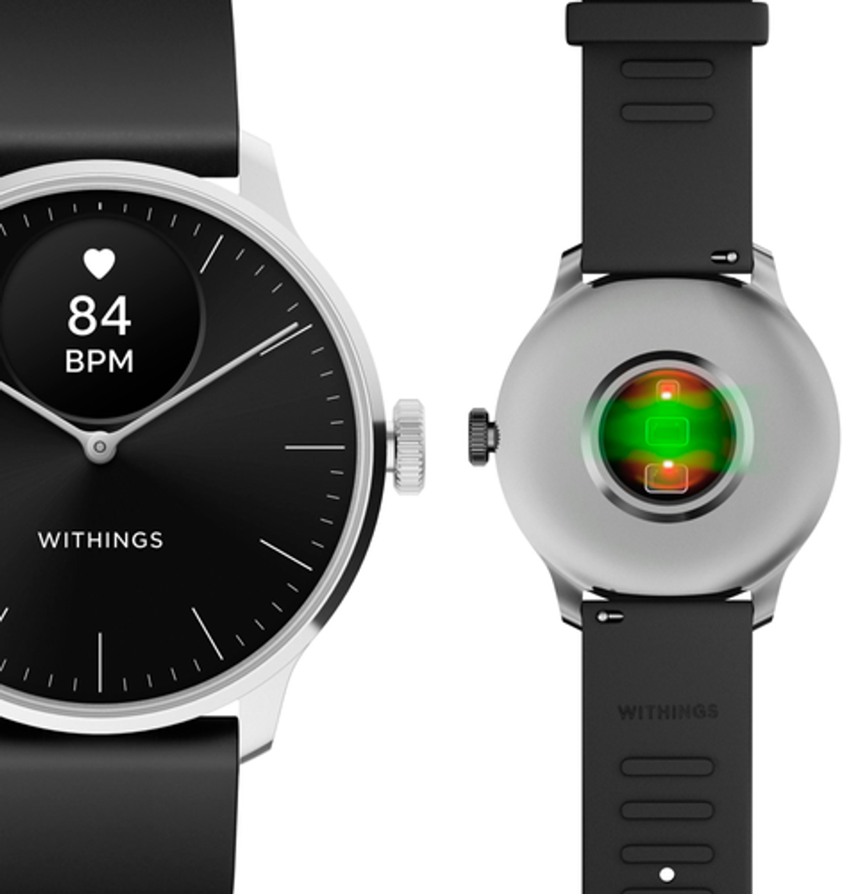 Withings - ScanWatch Light -  Daily Health Hybrid Smartwatch - 37mm - Black/Silver