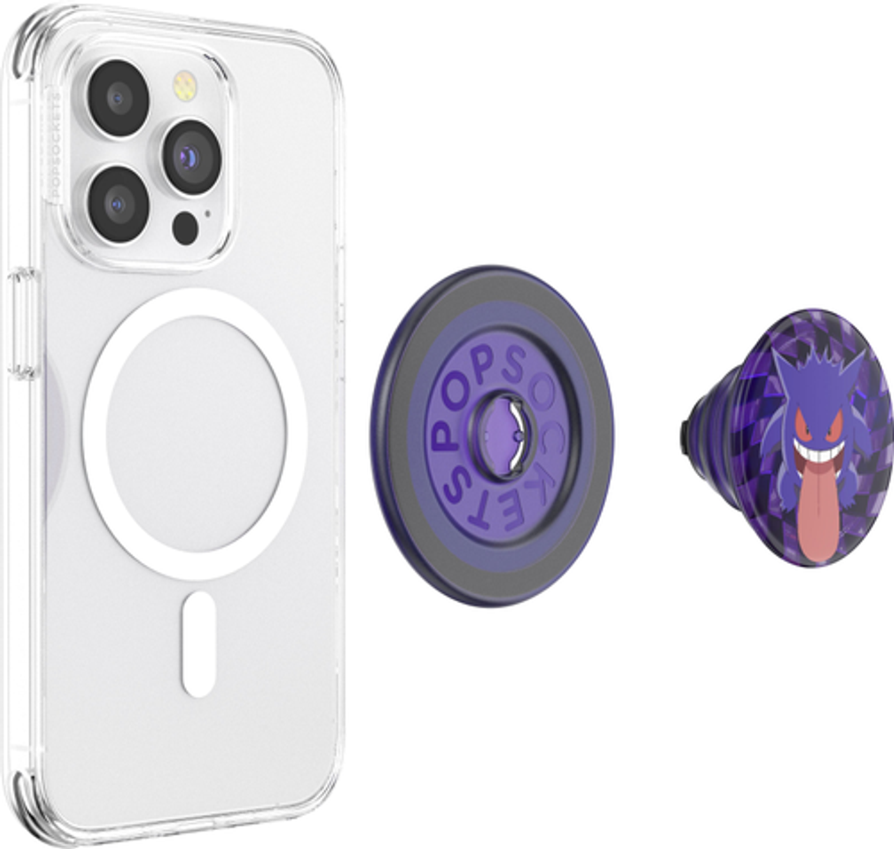 PopSockets - MagSafe Round PopGrip Cell Phone Grip & Stand, with Adapter Ring - Glow in the Dark Ghost Gengar Pokemon