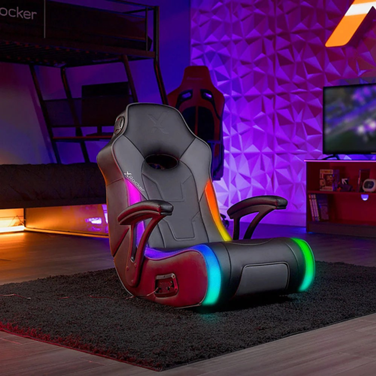 X Rocker - G-Force RGB Audio Floor Rocker Gaming Chair - Black