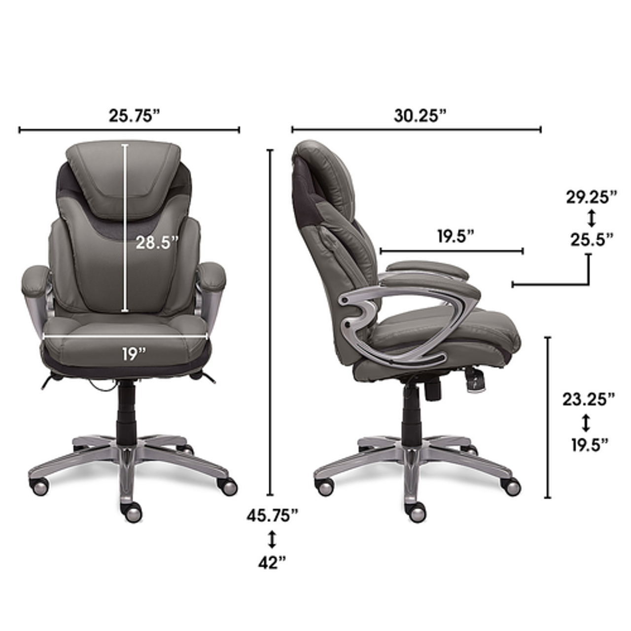 Serta - Bryce Bonded Leather Executive Office Chair - Gray