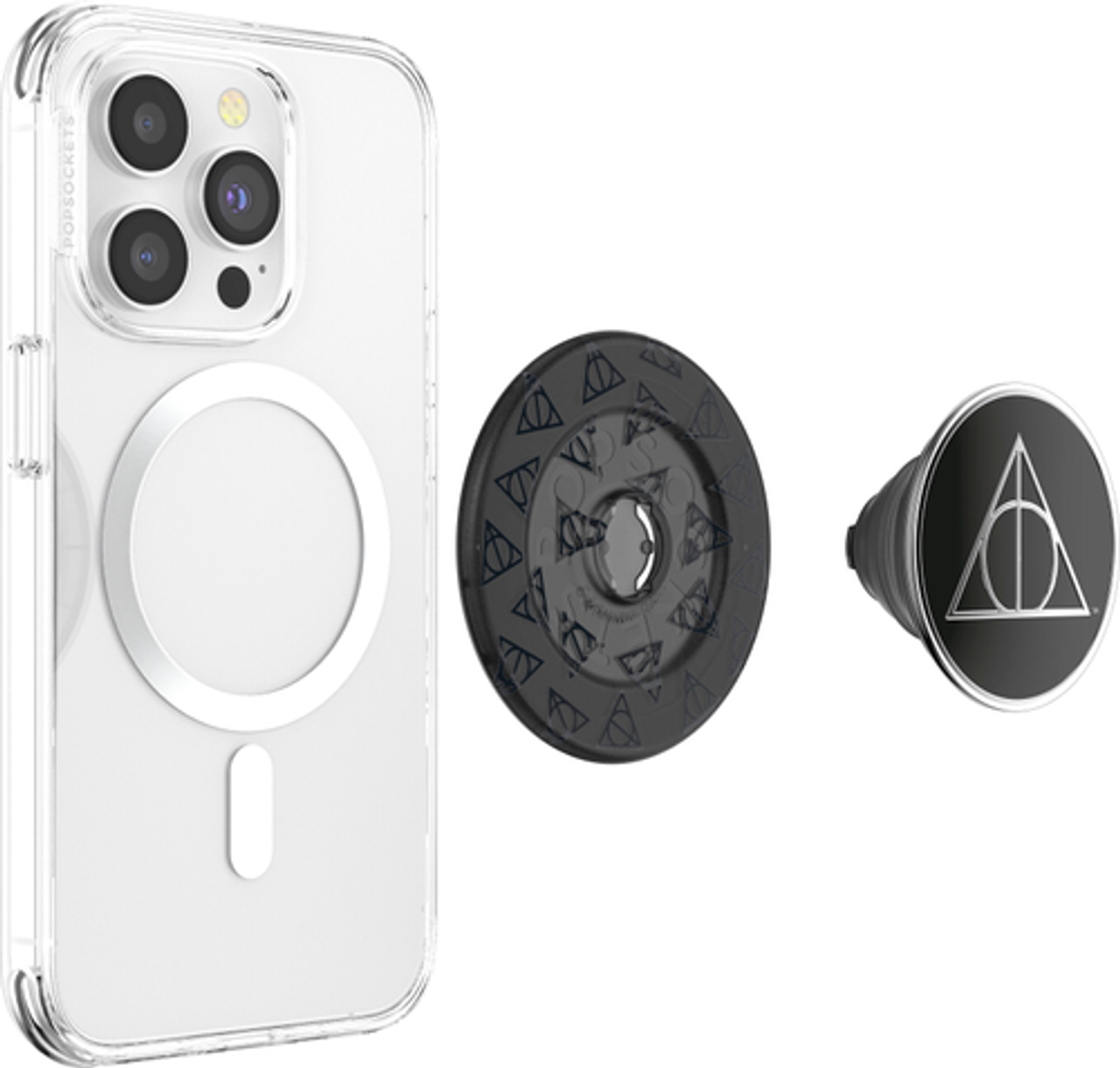 PopSockets - MagSafe Round PopGrip Cell Phone Grip & Stand, with Adapter Ring - Enamel Deathly Hallows