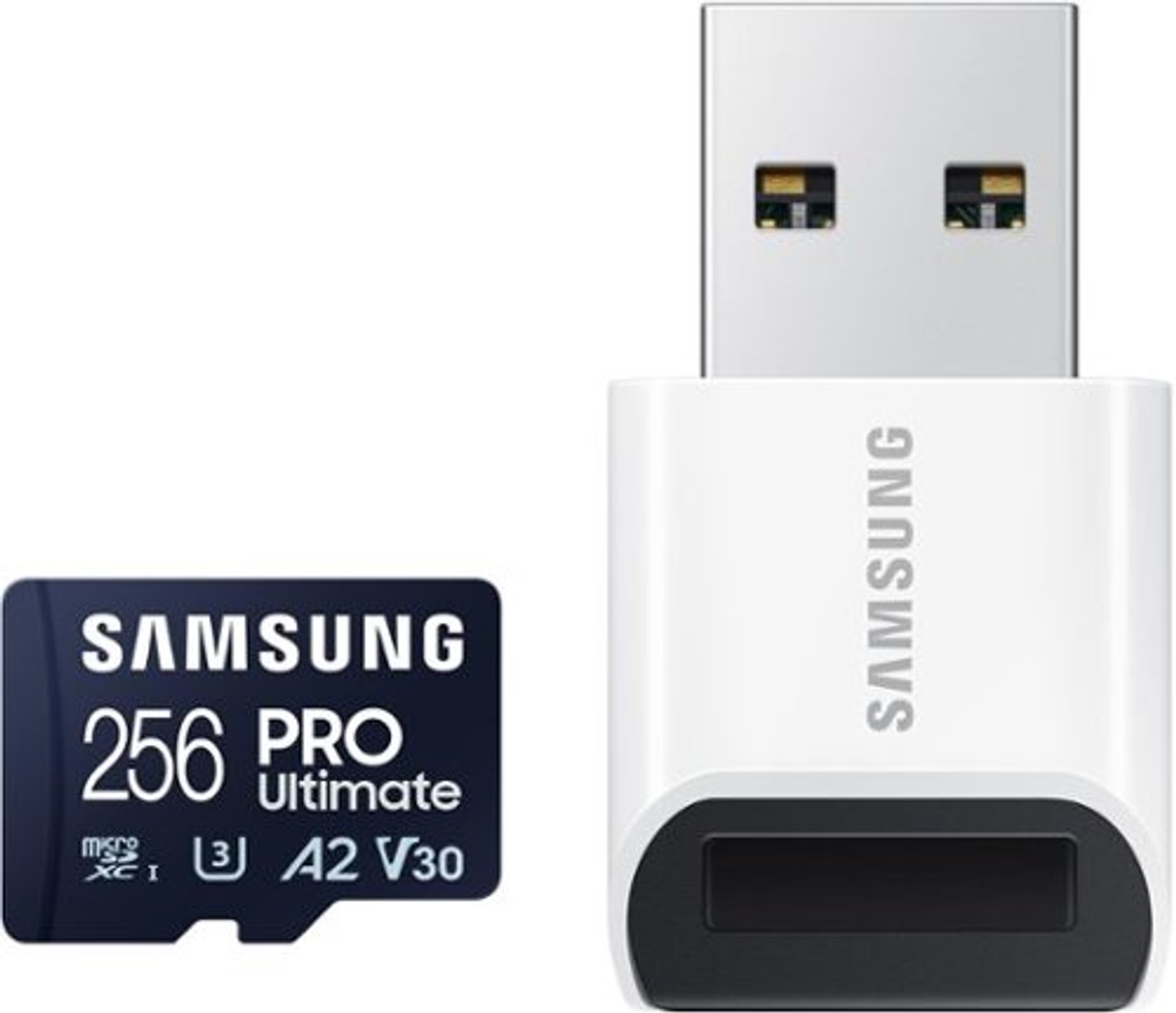 SAMSUNG PRO Ultimate + Reader 256GB microSDXC Memory Card, Up-to 200 MB/s, UHS-I, C10, U3,  V30, A2